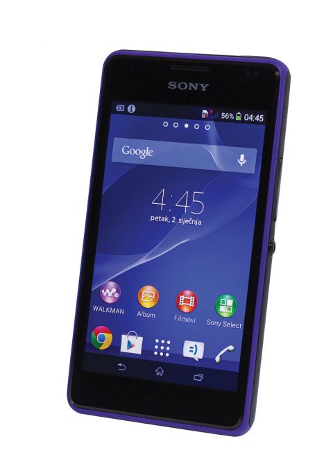 Ljubičast i glasan: Za niži cjenovni rang Sony je ponudio Xperiju E1 s fokusom na glasnu reprodukciju zvuka. Zamjeramo malu količinu RAM memorije